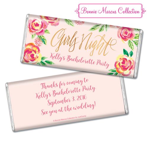 In the Pink Bachelorette Favors by Bonnie Marcus Personalized Hershey's Bar Assembled
