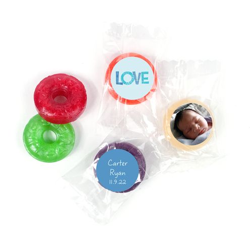 Bonnie Marcus Personalized LifeSavers 5 Flavor Hard Candy Patterned Love Boy Birth Announcement (300 Pack)