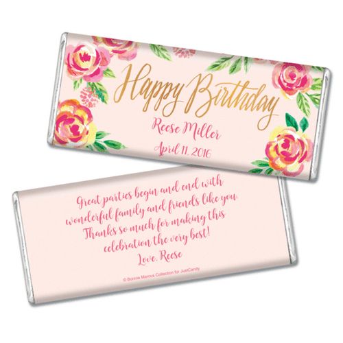 In the Pink Birthday Favors by Bonnie Marcus Personalized Hershey's Bar Assembled