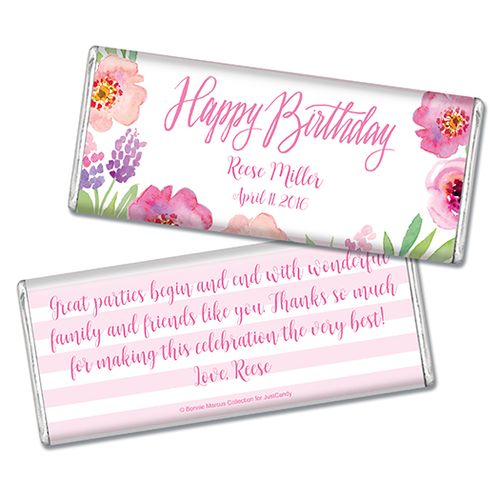 Floral Embrace Birthday Favors Personalized Hershey's Bar Assembled