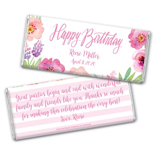 Personalized Birthday Floral Embrace - Chocolate Bar Wrappers Only