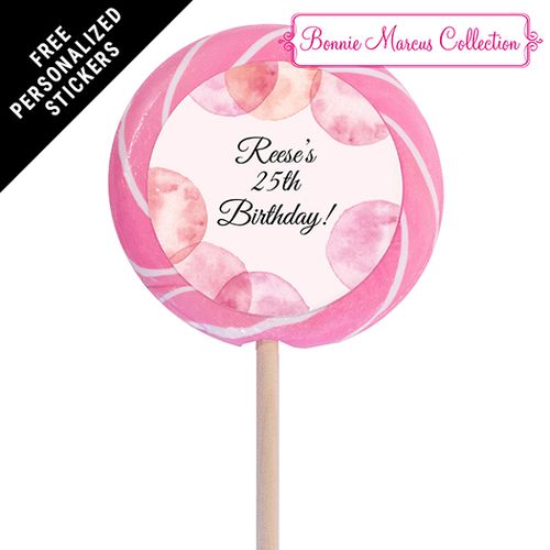Bonnie Marcus Collection Personalized 3" Swirly Pop Blithe Spirit Birthday (12 Pack)