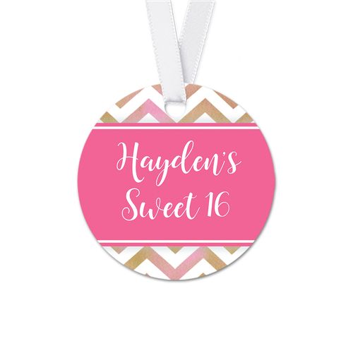 Personalized Shimmering Stripes Birthday Round Favor Gift Tags (20 Pack)