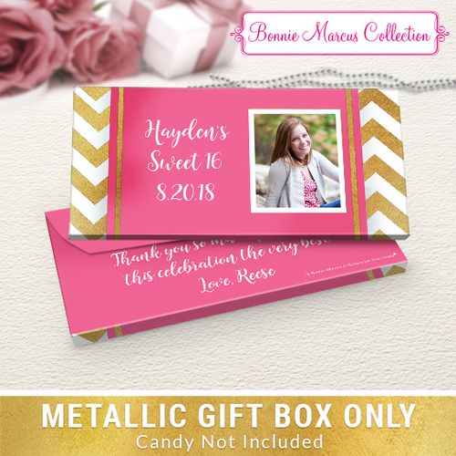 Deluxe Personalized Chevron Birthday Candy Bar Favor Box