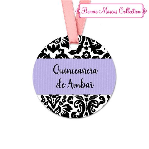Personalized Pattern Quinceaera Round Favor Gift Tags (20 Pack)