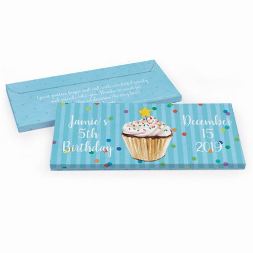 Deluxe Personalized Cupcake Dazzle Birthday Chocolate Bar in Gift Box