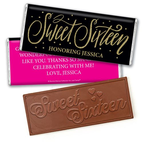 Personalized Bonnie Marcus Gold Dots Sweet 16 Embossed Chocolate Bar