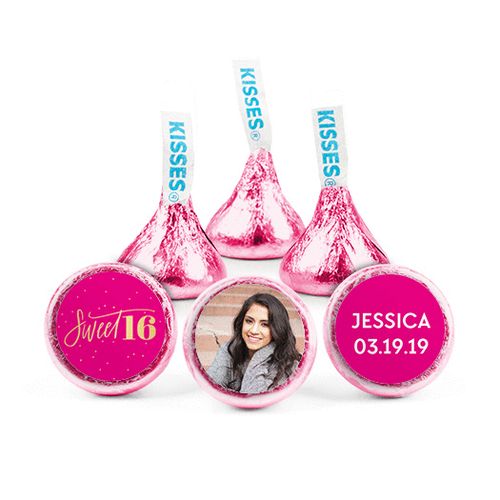 Personalized Birthday Pink & Gold Hershey's Kisses