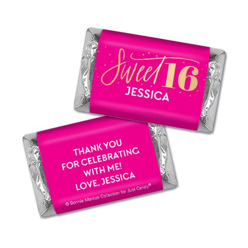 Personalized Bonnie Marcus Pink & Gold Sweet 16 Mini Wrappers Only