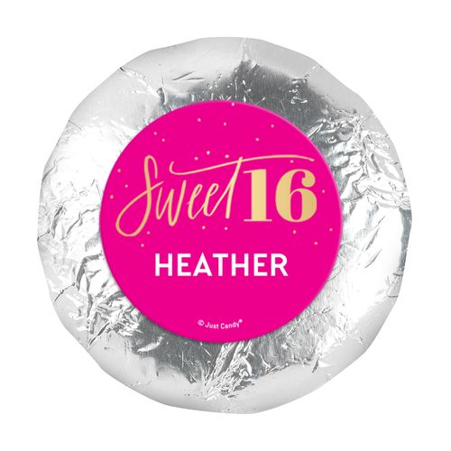 Personalized Bonnie Marcus Pink & Gold Sweet 16 1.25" Stickers (48 Stickers)