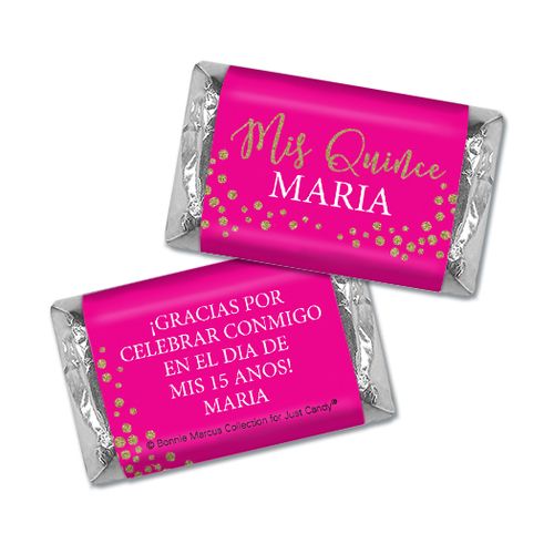 Personalized Bonnie Marcus Gold Sparkle Quinceanera Hershey's Miniatures