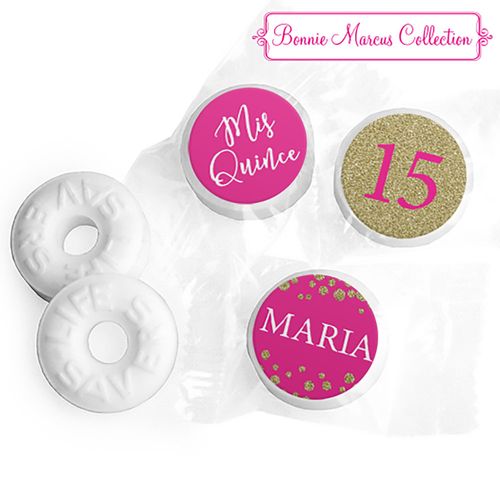 Personalized Bonnie Marcus Gold Sparkle Quinceanera Life Savers Mints