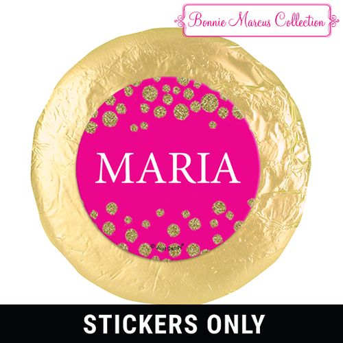 Personalized Bonnie Marcus Gold Sparkle Quinceanera 1.25" Stickers (48 Stickers)