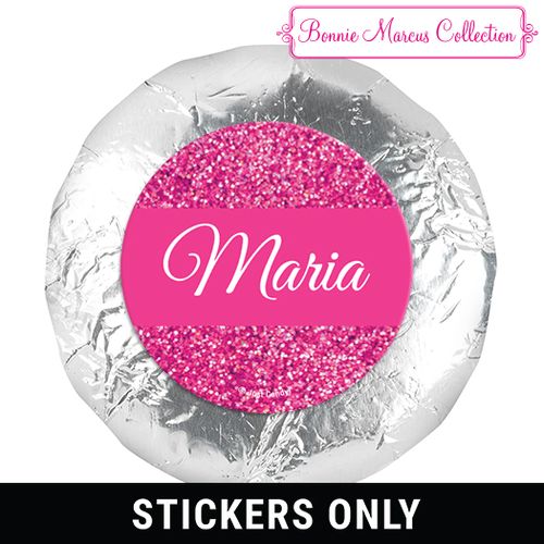 Personalized Bonnie Marcus Pink Sparkle Quinceanera 1.25" Stickers (48 Stickers)