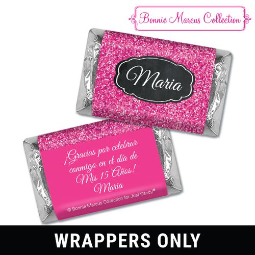 Personalized Bonnie Marcus Pink Sparkle Quinceanera Mini Wrappers Only