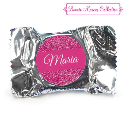 Personalized Bonnie Marcus Pink Sparkle Quinceanera York Peppermint Patties