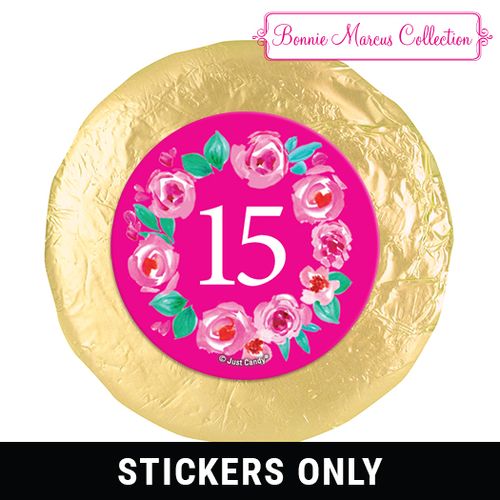 Personalized Bonnie Marcus Wreath Quinceanera 1.25" Stickers (48 Stickers)