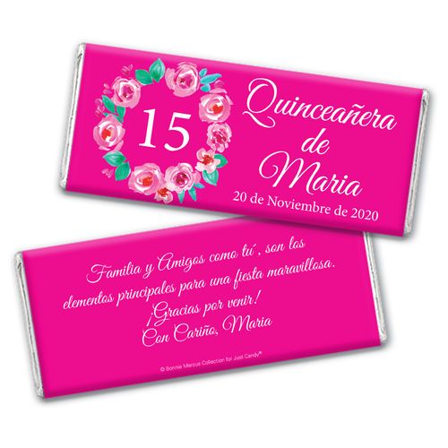 Personalized Bonnie Marcus Wreath Quinceanera Chocolate Bar Wrappers Only