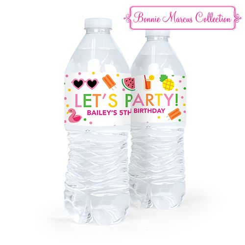 Personalized Birthday Tropical Water Bottle Sticker Labels (5 Labels)