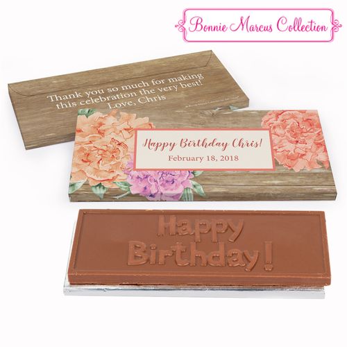 Deluxe Personalized Blooming Joy Birthday Chocolate Bar in Gift Box