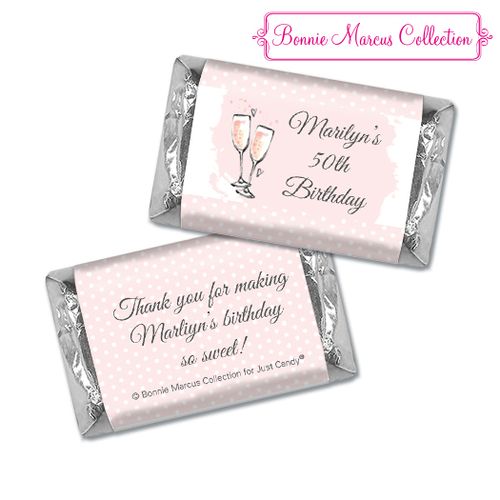 Personalized Hershey's Miniatures - Bonnie Marcus Birthday Pink Birthday Party Bubbly