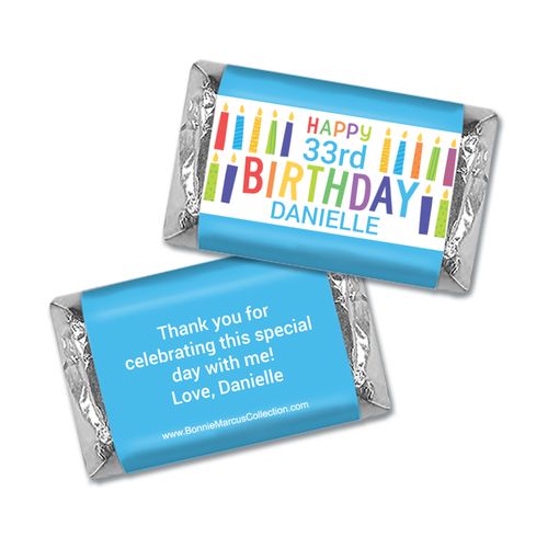 Personalized Bonnie Marcus Birthday Colorful Candles Mini Candy Bar Wrapper