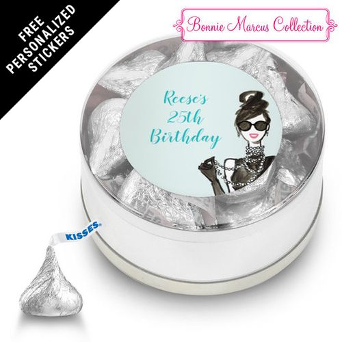 Bonnie Marcus Collection Personalized Small Silver Plastic Tin Vogue Birthday (25 Pack)