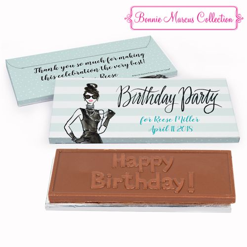 Deluxe Personalized Champagne Bottle Birthday Chocolate Bar in Gift Box