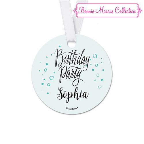 Personalized Sunny Soiree Birthday Round Favor Gift Tags (20 Pack)