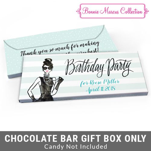 Deluxe Personalized Champagne Bottle Birthday Candy Bar Favor Box