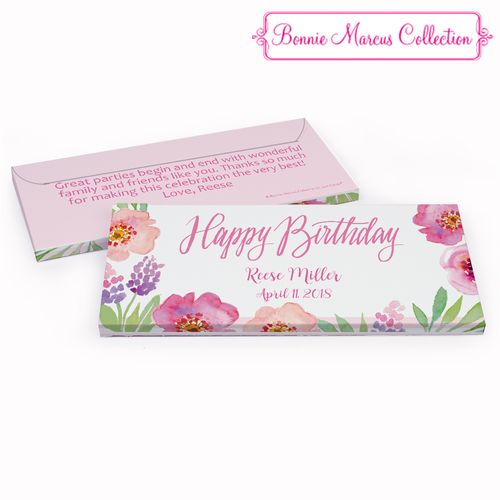 Deluxe Personalized Floral Embrace Adult Birthday Hershey's Chocolate Bar in Gift Box