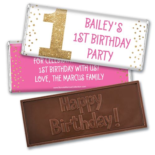 Bonnie Marcus Personalized Gold One 1st Birthday Embossed Chocolate Bars