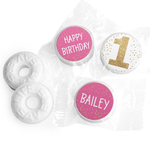 Personalized Bonnie Marcus Golden One Birthday Life Savers Mints