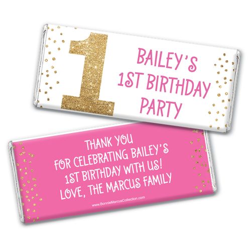 Bonnie Marcus Personalized Gold One 1st Birthday Chocolate Bar Wrappers