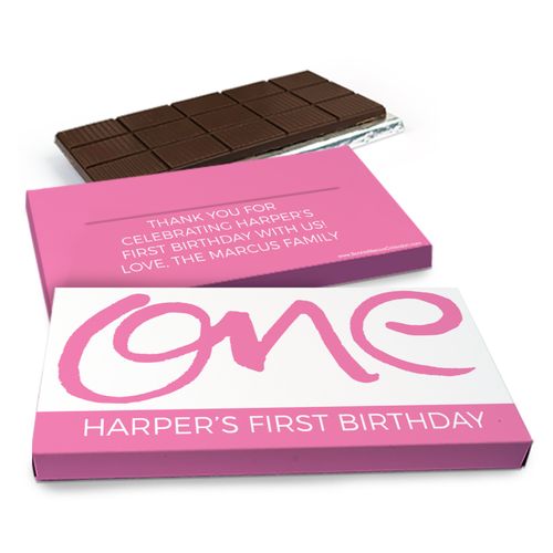 Deluxe Personalized Doodle One Birthday Chocolate Bar in Gift Box (3oz Bar)