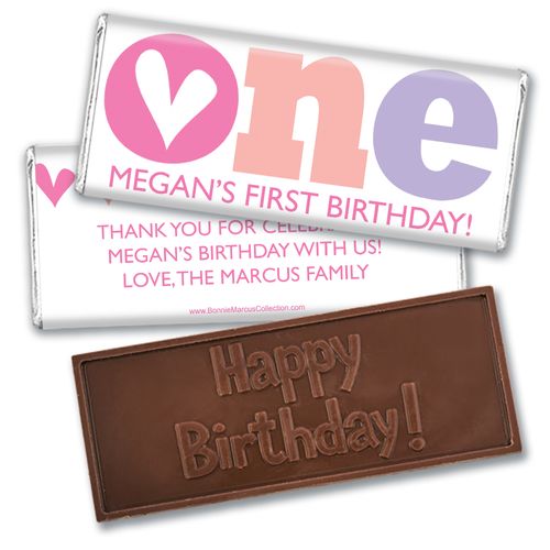 Bonnie Marcus Personalized Adorable One 1st Birthday Embossed Chocolate Bars