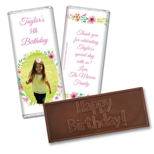 Personalized Bonnie Marcus Birthday Blossom Photo Embossed Chocolate Bar & Wrapper