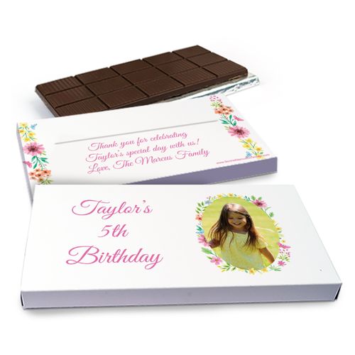 Deluxe Personalized Blossom Photo Birthday Chocolate Bar in Gift Box (3oz Bar)