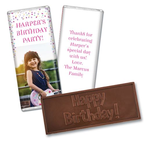 Personalized Bonnie Marcus Birthday Sprinkling Confetti Photo Embossed Chocolate Bar & Wrapper