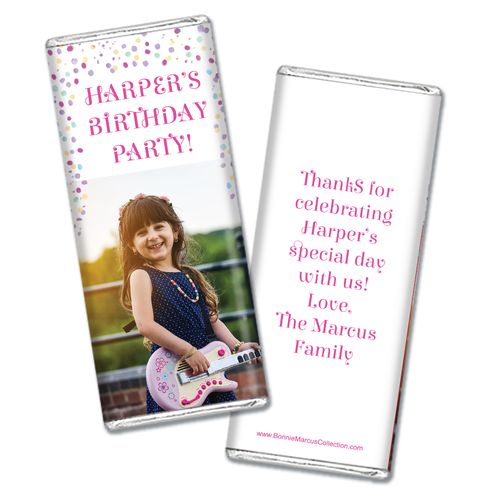 Personalized Bonnie Marcus Birthday Sprinkling Confetti Photo Chocolate Bar & Wrapper