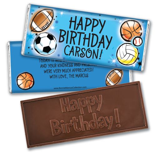 Personalized Bonnie Marcus Birthday Airbrush Athletics Embossed Chocolate Bar & Wrapper
