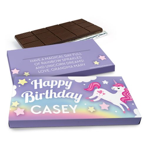 Deluxe Personalized Unicorn Dreams Birthday Chocolate Bar in Gift Box (3oz Bar)