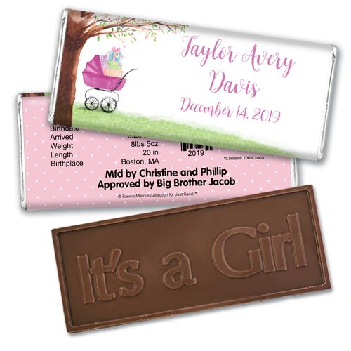 Bonnie Marcus Collection Personalized Embossed Chocolate Bar Chocolate & Wrapper Rockabye Baby Girl Birth Announcement