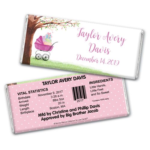 Rockabye Baby Girl Birth Announcement Personalized Candy Bar - Wrapper Only