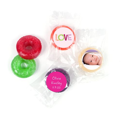 Bonnie Marcus Personalized LifeSavers 5 Flavor Hard Candy Love Girl Birth Announcement (300 Pack)