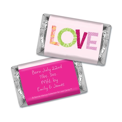 Bonnie Marcus Collection Personalized HERSHEY'S MINIATURES Wrappers Love Girl Birth Announcement