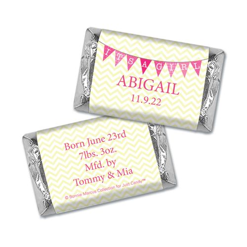 Bonnie Marcus Collection Personalized Chocolate Bar It's a Girl Chevron Birth Announcement