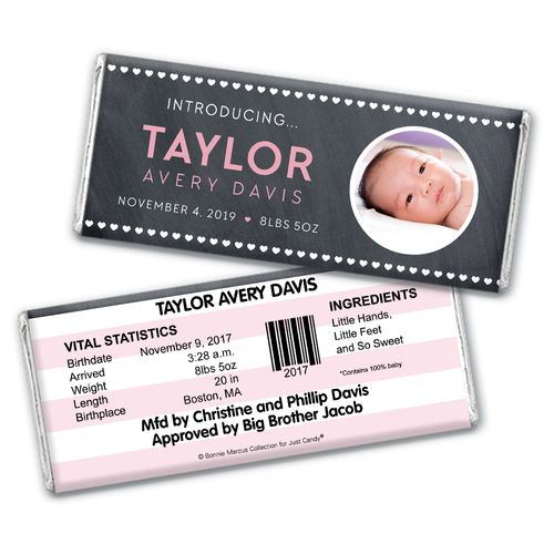 Bonnie Marcus Collection Personalized Wrapper Hearts Birth Announcement