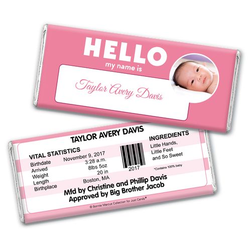 Bonnie Marcus Collection Personalized Wrapper Name Tag Girl Birth Announcement