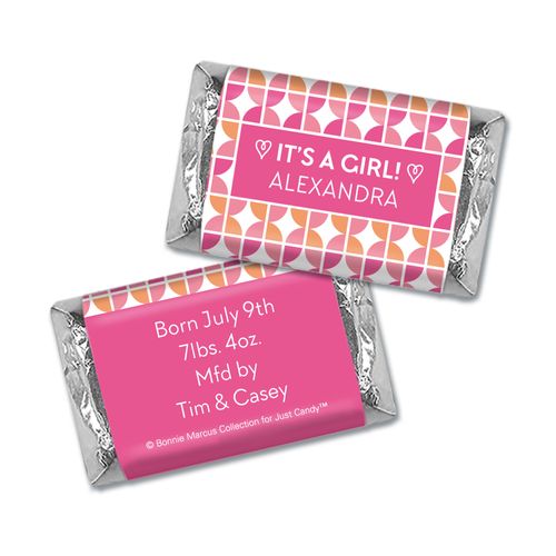 Bonnie Marcus Collection Personalized HERSHEY'S MINIATURES Wrappers It's a Girl Hearts Birth Announcement
